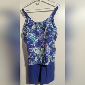Catherines Blue Paisley One Piece Swimsuit